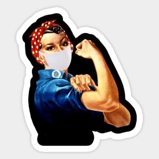 Rosie the Riveter with a Face Mask Sticker